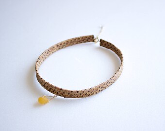Sale - 40% Choker gold filled 14 k Cork bead lemon ochre, Choker, handmade