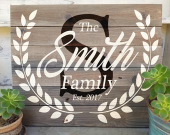 Custom Family Sign, Personalized Family Sig, Family Established Sign, Wedding Decor, Newlywed Gift, Custom Name Sign, Last Name Sign