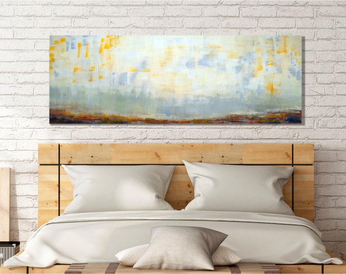 Art Canvas Print Giclee Painting Landscape Wall -- Above Bed or Couch, Fall Autumn season, late day sun, change in seasons, grasses sunshine