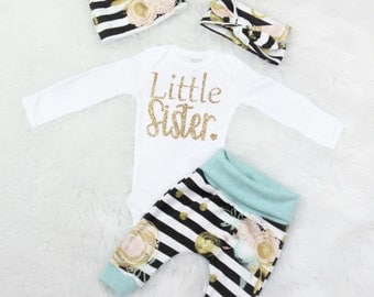 coming home outfit/baby girl/Little sister/little sister coming home outfit/organic cotton/matching big sister little sister outfits