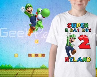 Luigi Birthday Shirt, Super Mario Brothers Shirt, Personalized Shirts for the family