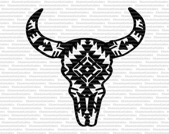 Download cow skull black svg cut file decal bull horns country