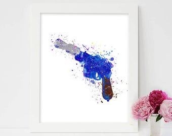 Star Wars Print, Star Wars Han Solo Blaster, Star Wars Blaster, star wars art, star wars wall art, star wars decor watercolor art