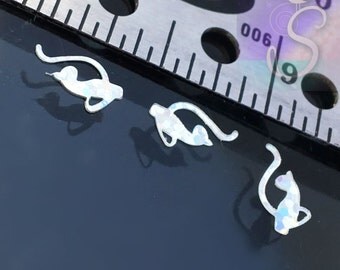 Laser Cut Silver Holographic Cat, Feline Resin Jewelry Inclusion For Cast Resin, Crafts, Nail Art, Shiny Sleek Kitty Glitter Shapes, SZS1623
