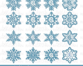 SALE! Snowflake Monogram svg, dxf, jpg, png Vector Cut File, Snowflake Monogram Frame, Snowflake Monogram Digital Download, Christmas SVG