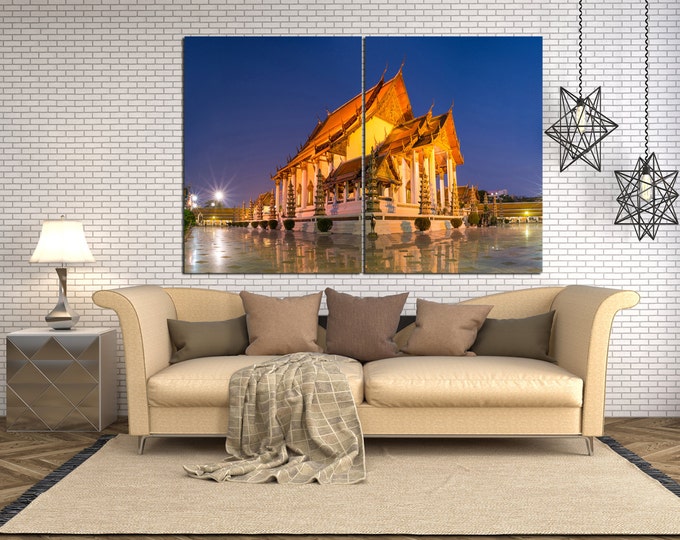 Marble temple photography, Thailand home and office decor Bangkok photo print, Thai temple photography canvas set, thailand photography