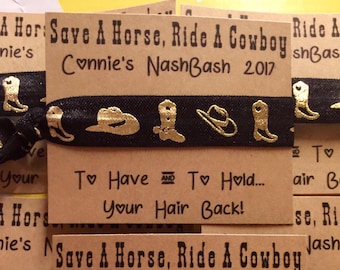 Save A Horse, Ride A Cowboy, Nash Bash, Boots and Hats Western, Nashville Bachelorette Party Favors, Rodeo Hair Tie Favors, Nashlorette,