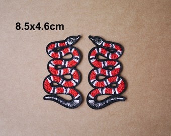 A pair Snake patch, Small Snake patch, Embroidery patch, Embroidered patches, Iron on patches, Sew on patch, WS-223