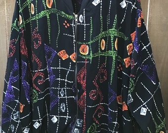 Vintage CASCAIS of California Silky Jacket Abstract Pattern size Large