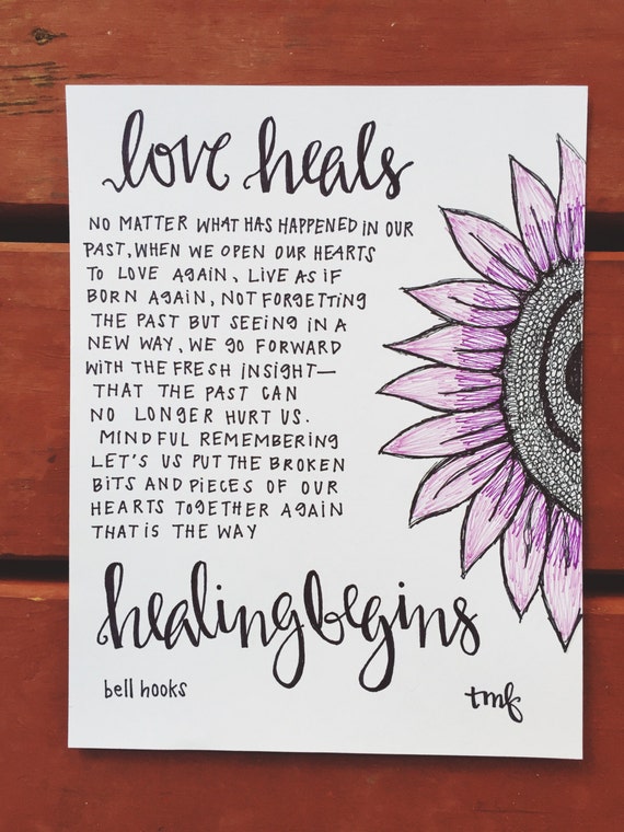 Items similar to Love Heals, bell hooks Quote Print on Etsy