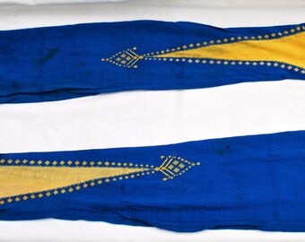 Antique Women's Edwardian Blue and Gold Silk Stockings/Edwardian Women's Silk Stockings/Women's Silk Stockings/Women's Edwardian Stockings