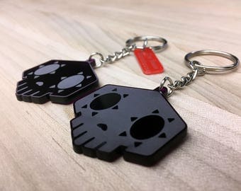 Overwatch Sombra Keychain, Skull EMP Symbol (purple transparent acrylic, laser-cut)