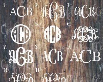 Basic Monogram Sticker, Basic Monogram Decal, Vine, Circle