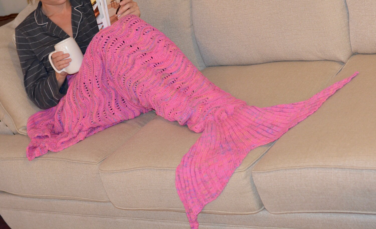 Mermaid Tail Blanket Pink Mermaid Blanket by AccessoryCraCra