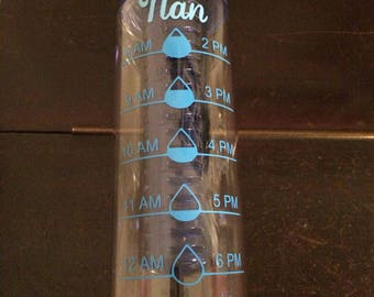 Personalised water bottle, motivational water bottle, time tracker bottle, water bottle tracker, water intake bottle