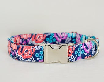 Dog Collar- Girl Dog Collar- Flower Dog Collar- Floral Dog Collar- Rose Dog Collar- Colorful Dog Collar- Pretty Dog Collar- Cute Dog Collar