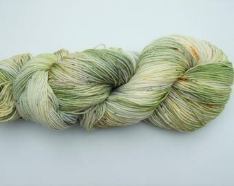 Speckled Hand Dyed Yarn 100g Superwash Merino Wool, Nylon sock weight "Aquarium", green, grey, yellow, white