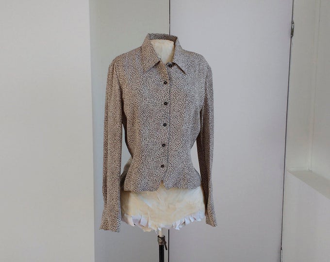 Dana Buchman blouse, leopard print silk jacket, 100% silk blouse, blazer, designer fashion UK size 10, suitable for work or play