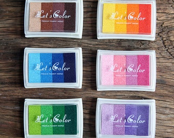 1 pc Colorful Ink Pad, Gradient Inkpad, Multi- Color Craft Inkpad, Stamp Pad, Rubber Stamp Seal, Clear Stamp, Graduated Colors Rainbow Ink