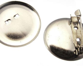 20 Badge Backs Brooch Blanks Silver Plated Round 30mm Make Your Own Badges