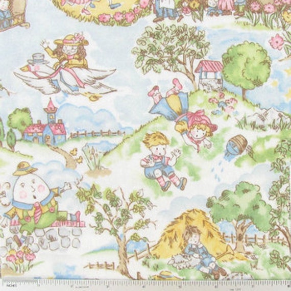 Nursery Rhyme Toile Flannel Fabric For Nursery Baby Blankets