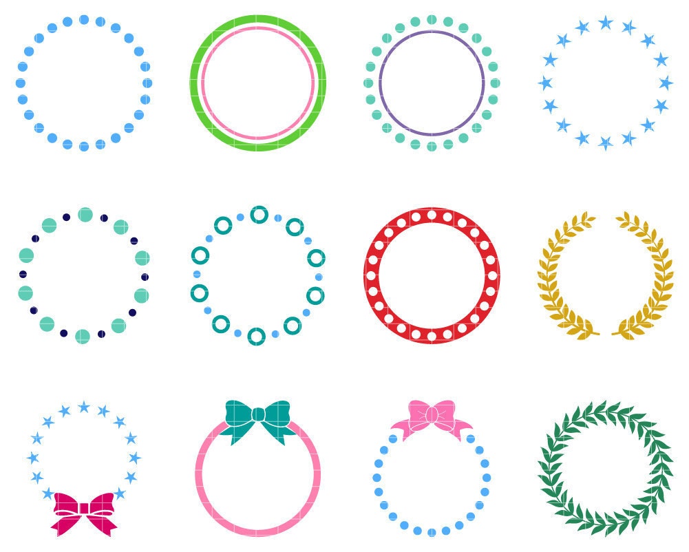 Monogram Frame SVG Cut File Circle Monogram Frames DFX Cut