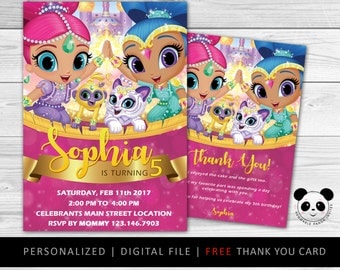Shimmer and Shine Invitation, Shimmer and Shine Birthday, Shimmer and Shine Party Invitation, Shimmer and Shine Genie Invitation