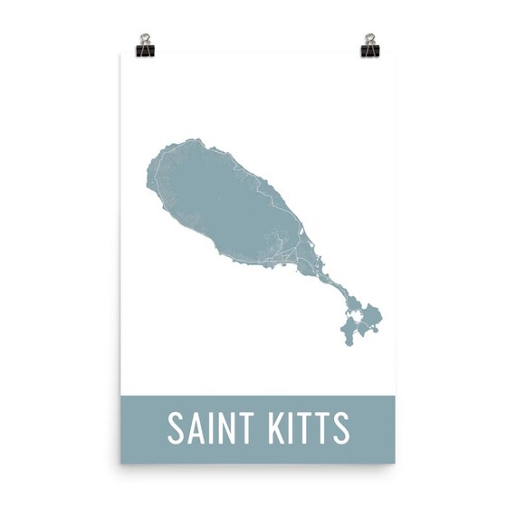 Saint Kitts Map St. Kitts Art St. Kitts Print St. Kitts