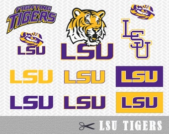 SVG DXF LSU Tigers University Louisiana Logo Vector Cut File Silhouette Cameo Cricut Design Stencil Vinyl Decal Heat Transfer Tshirt Clipart