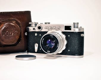 FED 2 Camera. Vintage Rangefinder Camera with lens Industar-26m 1950s