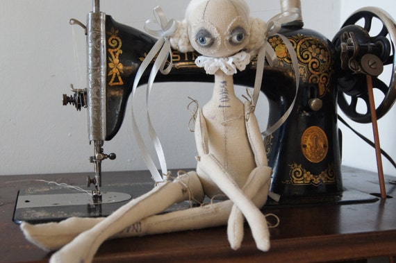 "Little Doll", OOAK, unique rag doll pattern by LostChildrenDolls steampunk buy now online