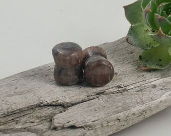 0g Chiastolite plugs, 8mm stone plugs, organic stone plugs, flared ear plugs, organic stone stretchers, handmade plugs, stone plugs,0g plugs