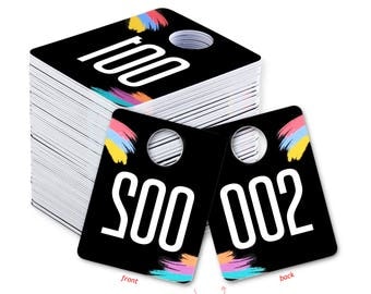 Plastic Live Sale Tags, Normal & Reverse Mirror Image Backwards Numbers, Facebook Sales Reversed Hanger Cards, Choose a 100 tag set, 001-500