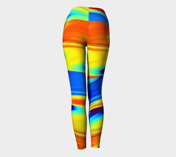 SLIDE: Yoga Workout Pants Leggings High Rise EcoPoly Stripes