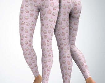 Leggings / Yoga Pants / Yoga Capri - Cupcakes Leggings