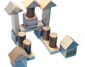 Handmade wooden blocks, eco friendly toys, wooden toys. educatinal game for kids, natural tree, great gift, learning figures, shapes