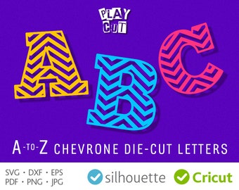 Chevron font svg Cuttable font letters svg cuttable Monogram svg Chevron letters for Cricut Heat press transfer dfx Silhouette Studio files