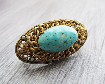 Vintage turquoise brooch Turquoise jewelry Edwardian Brooch Vintage brooch Victorian brooch Gold brooch Edwardian jewellery Antique brooch