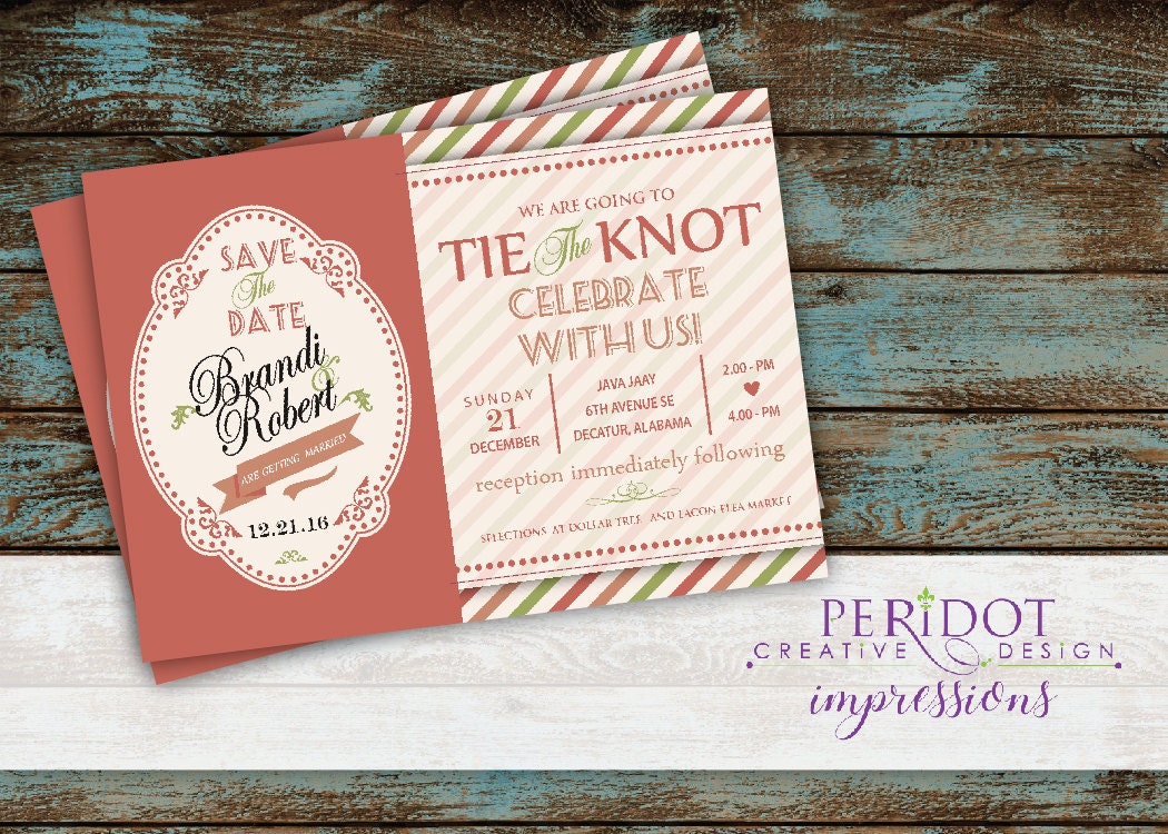 Tie The Knot Wedding Invitation 5x7 Custom