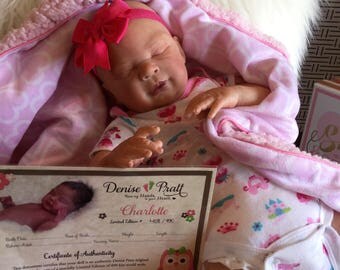 Beautiful Reborn Baby Doll Charlotte by Denise Pratt. Very lifelike doll!