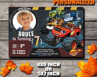 Blaze Invitation / Blaze Birthday Invitation / Blaze And The Monsters Invitation / Birthday Invitation / Boy Invitation / Invitation / S