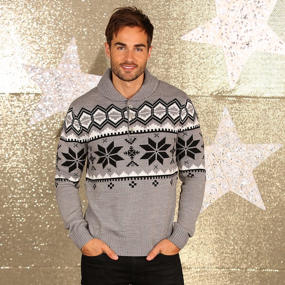 jumper with shirt collar men's