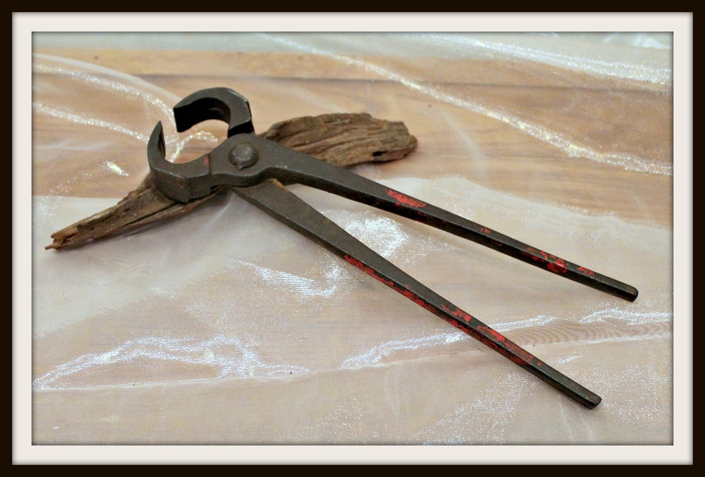 Primitive Blacksmith Farrier Nippers Vintage Pliers Rustic