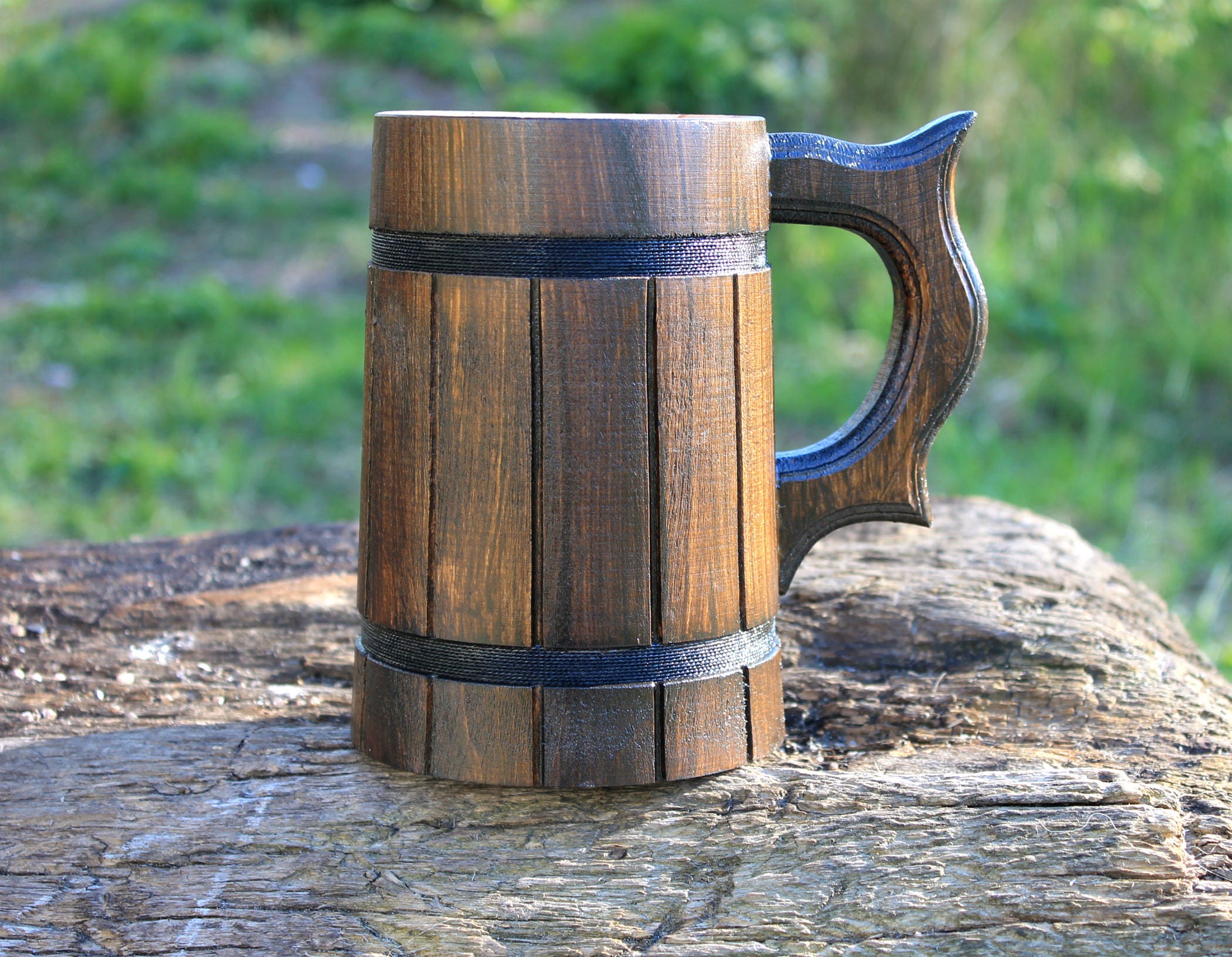 Wood Beer Mug Tankard Holz Bierkrug Groomsman Gift Wooden