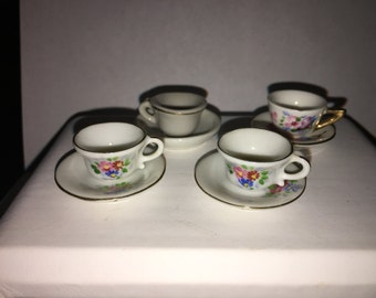 Vintage Dollhouse Teacups and Saucers Child's Play Vintage Tea Set - #48