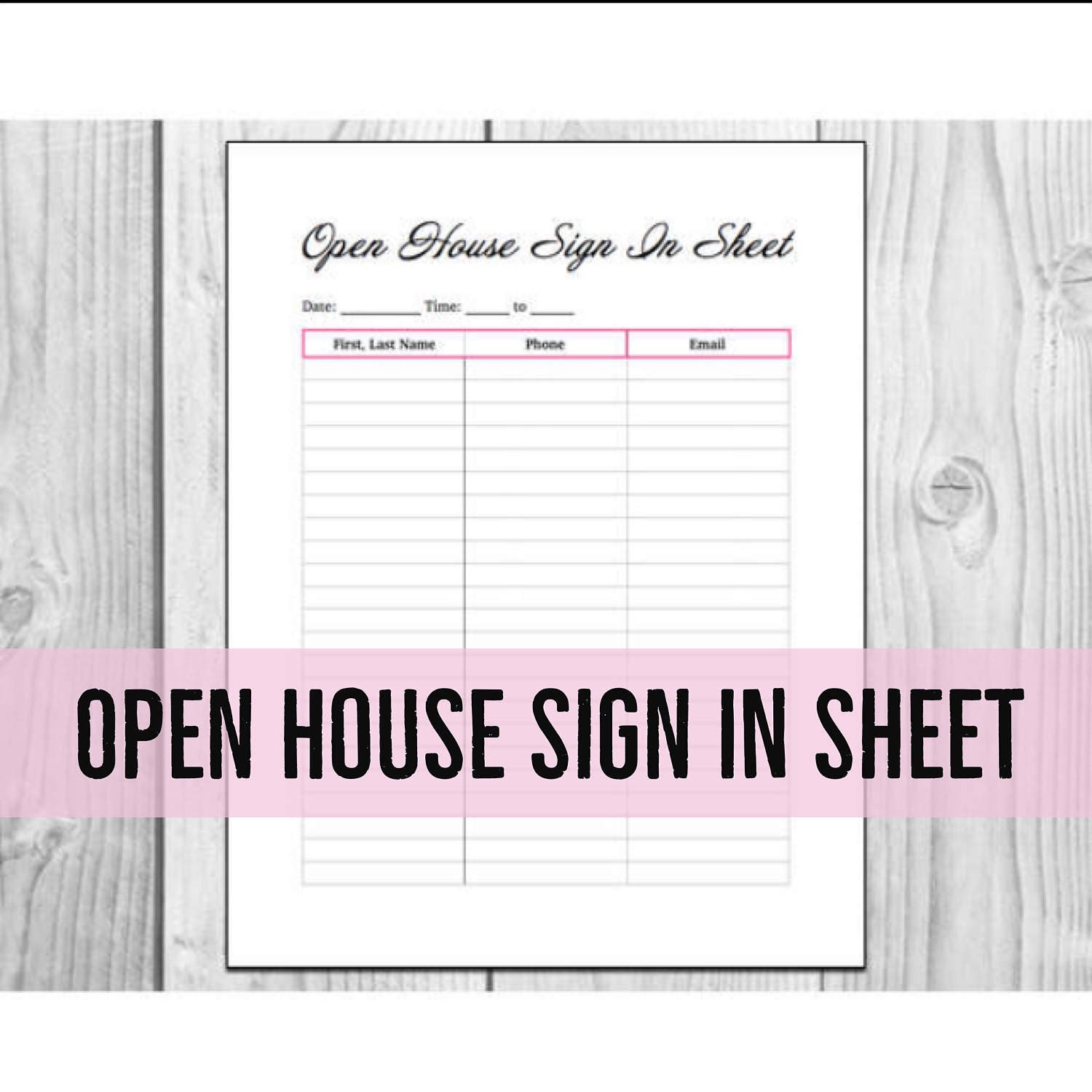 simple real estate open house sign in sheet eforms unique free open