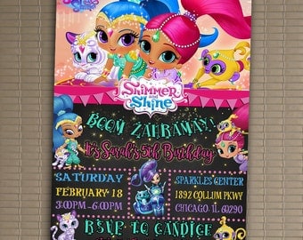 Shimmer And Shine Invitation, You Print Invitation, Shimmer And Shimer Birthday, Shimmer And Shine Birthday Party Invitation