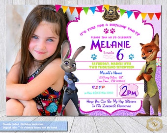 Zootopia Birthday Invitation.Zootopia Photo Invitation.Zootopai Party Theme.Party Invitations.Zootopia Invitations.Zootopia.Birthday Invite.
