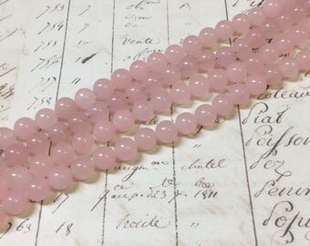 AA Quality, Light Pink Jade Beads, Candy Jade, Round, 8mm, Full strand