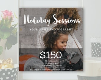 Holiday Mini Session Template - Booking Ad, Newsletter Template, Winter Minis, Marketing Board Template - Photoshop PSD *INSTANT DOWNLOAD*